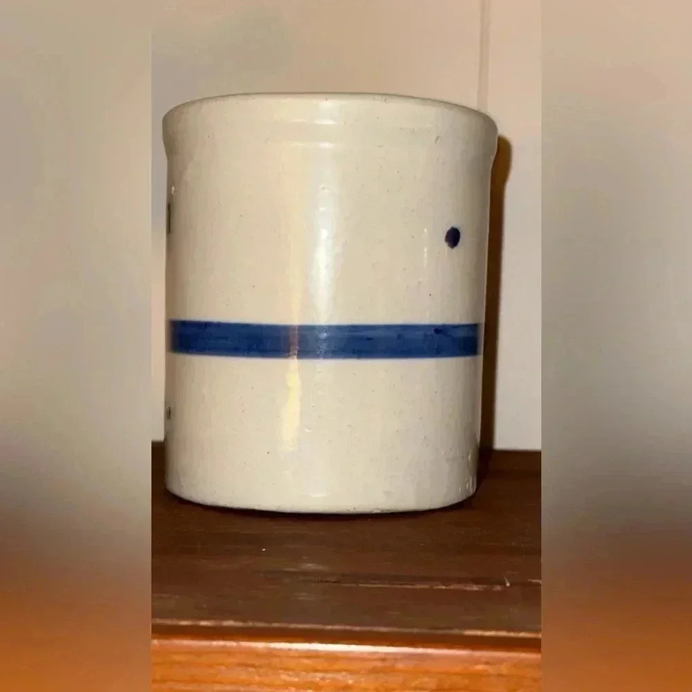 Vintage Wesson Oil crock kitchen utensil storage holder stoneware 20th century - Picture 9 of 16